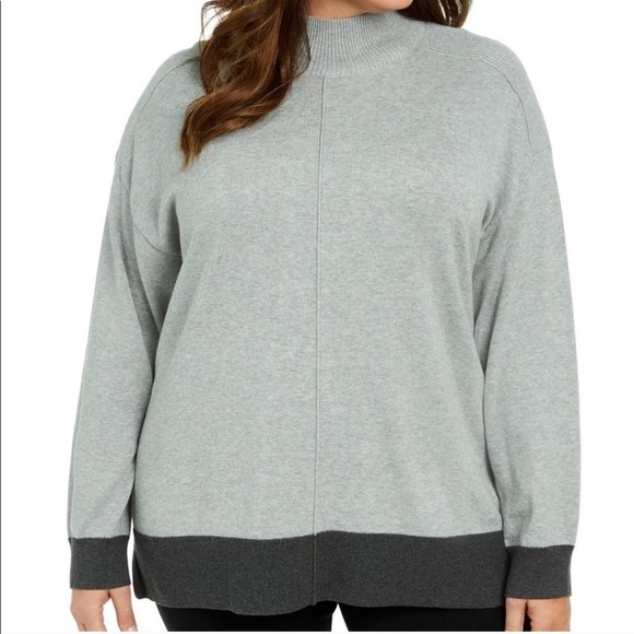 NWT Karen Scott Mock Neck Sweater Gray - Picture 1 of 7